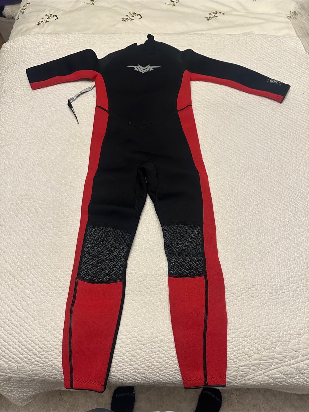 Brand New-  Black and Red Kids One-Piece Wetsuit with Knee Pads